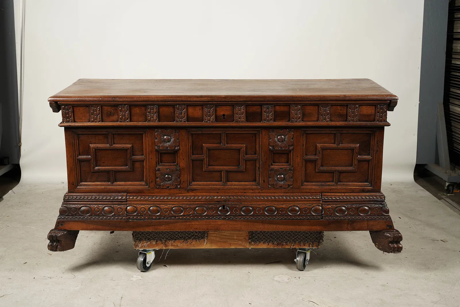AF4-092: Antique Carved Walnut French Provincial Coffer Early 19th Century