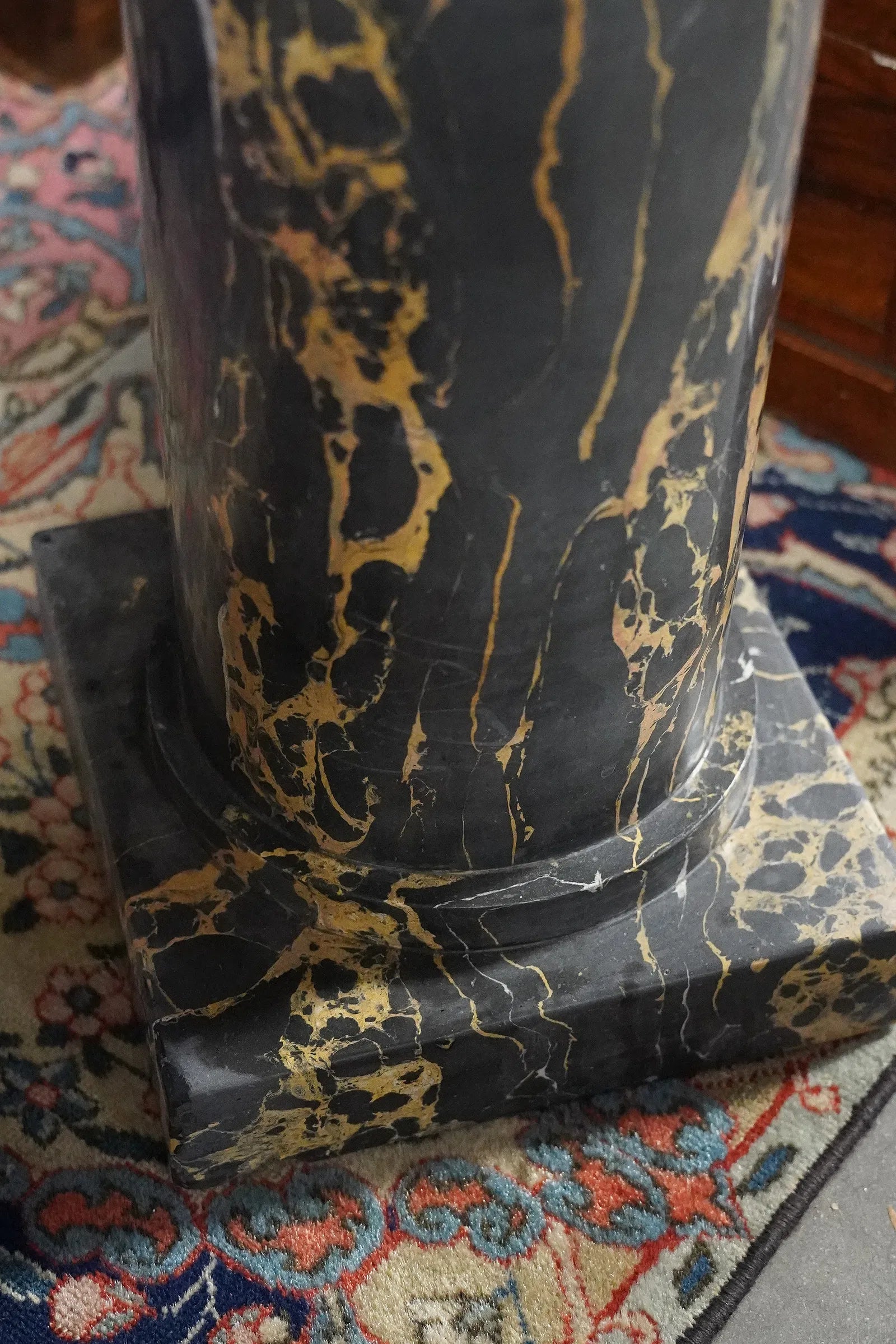 AF8-005: Antique Pair French Art Deco Marble and Silver Bronze Urns on Pedestals