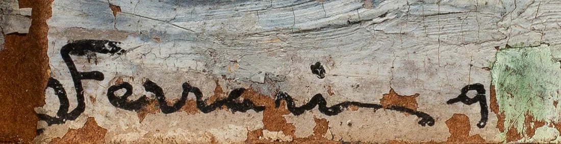 AW052: Berto Ferrari Impressionist Winter Landscape Oil on Board Painting