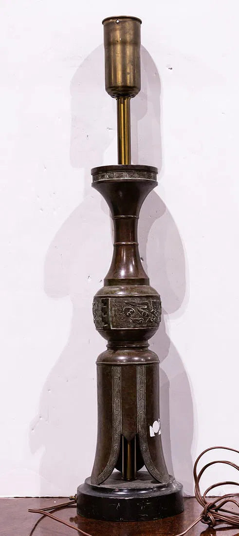 Mid Century Chinese Bronze Archaistic James Mont Lamp | Work of Man