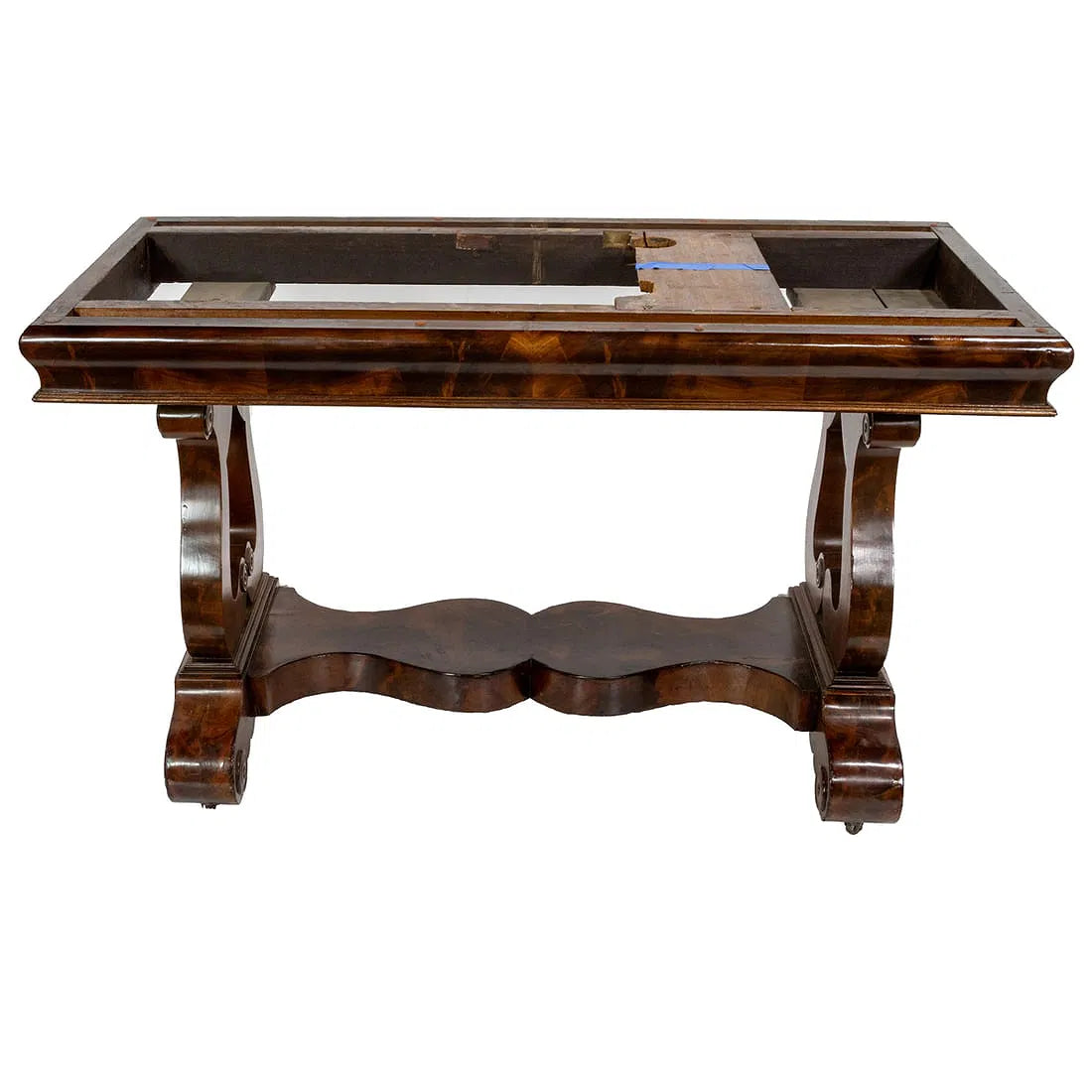 AF1-293: Antique American Late Classical Mahogany Flip Top Game Table Circa 1840