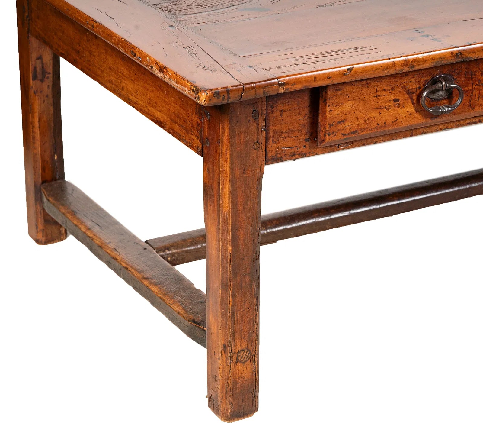 AF1-336: Antique 18th Century French Provincial Fruitwood Work Table Modified to Coffee Table