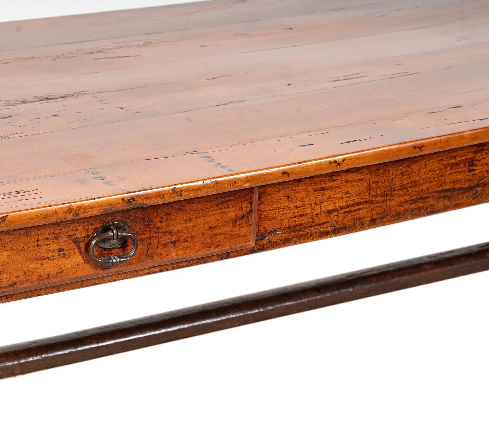 AF1-336: Antique 18th Century French Provincial Fruitwood Work Table Modified to Coffee Table