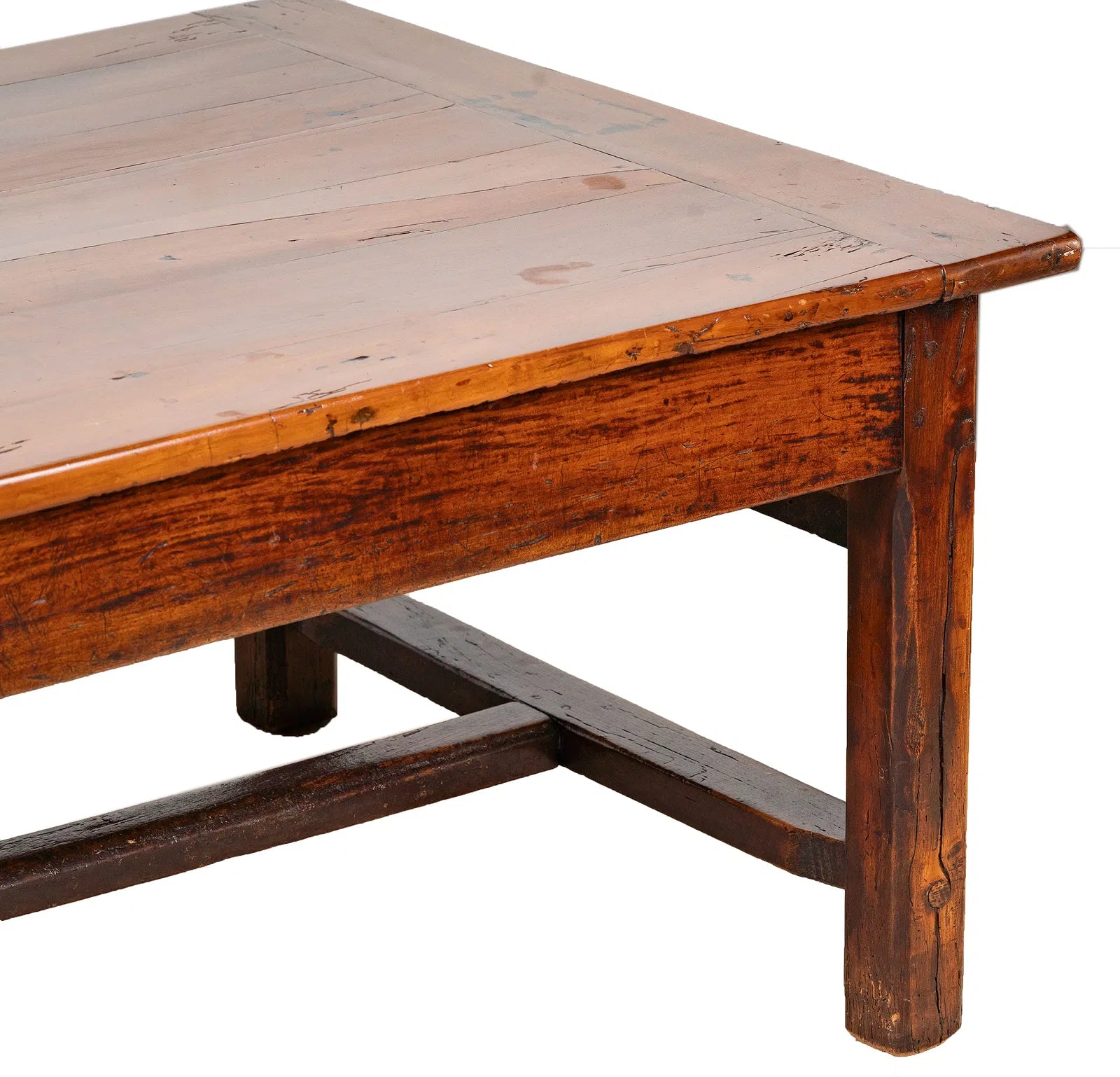 AF1-336: Antique 18th Century French Provincial Fruitwood Work Table Modified to Coffee Table