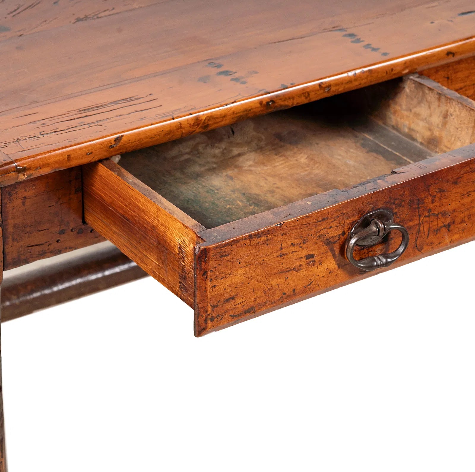 AF1-336: Antique 18th Century French Provincial Fruitwood Work Table Modified to Coffee Table