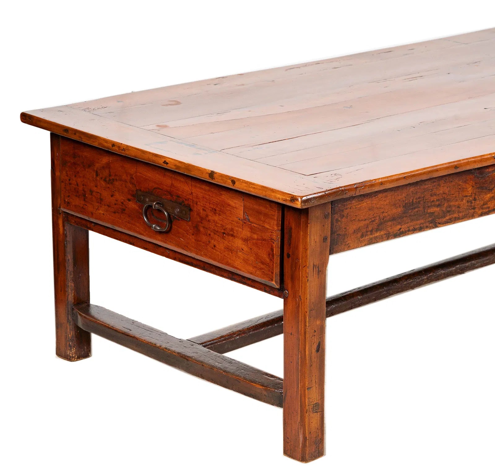 AF1-336: Antique 18th Century French Provincial Fruitwood Work Table Modified to Coffee Table