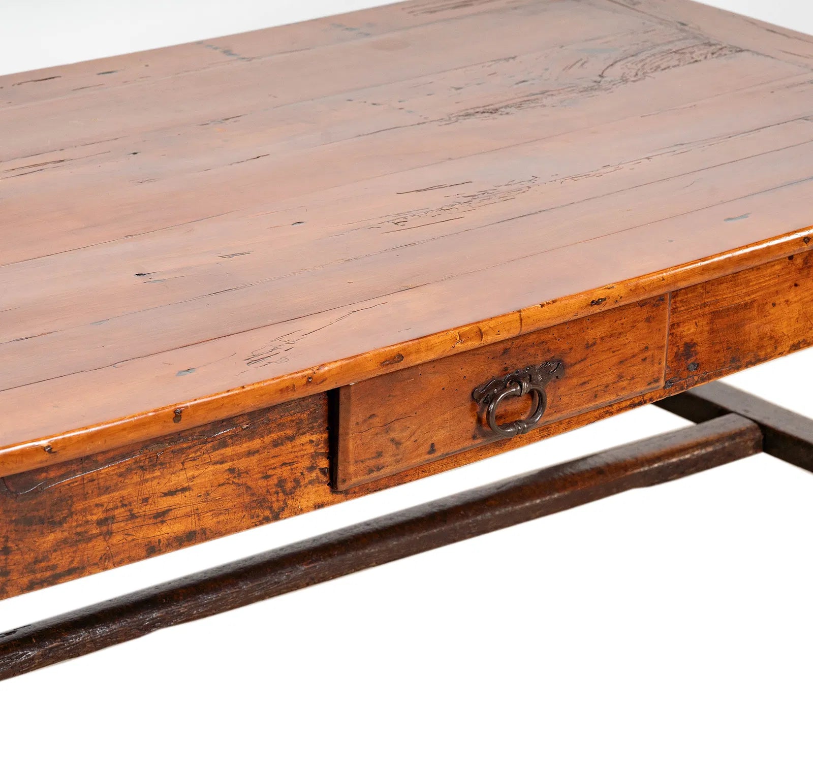 AF1-336: Antique 18th Century French Provincial Fruitwood Work Table Modified to Coffee Table