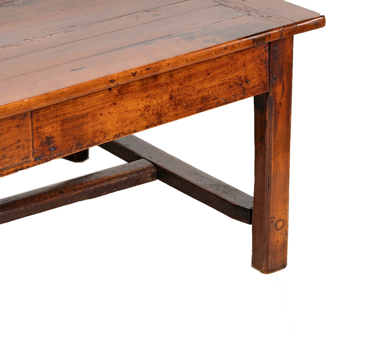 AF1-336: Antique 18th Century French Provincial Fruitwood Work Table Modified to Coffee Table