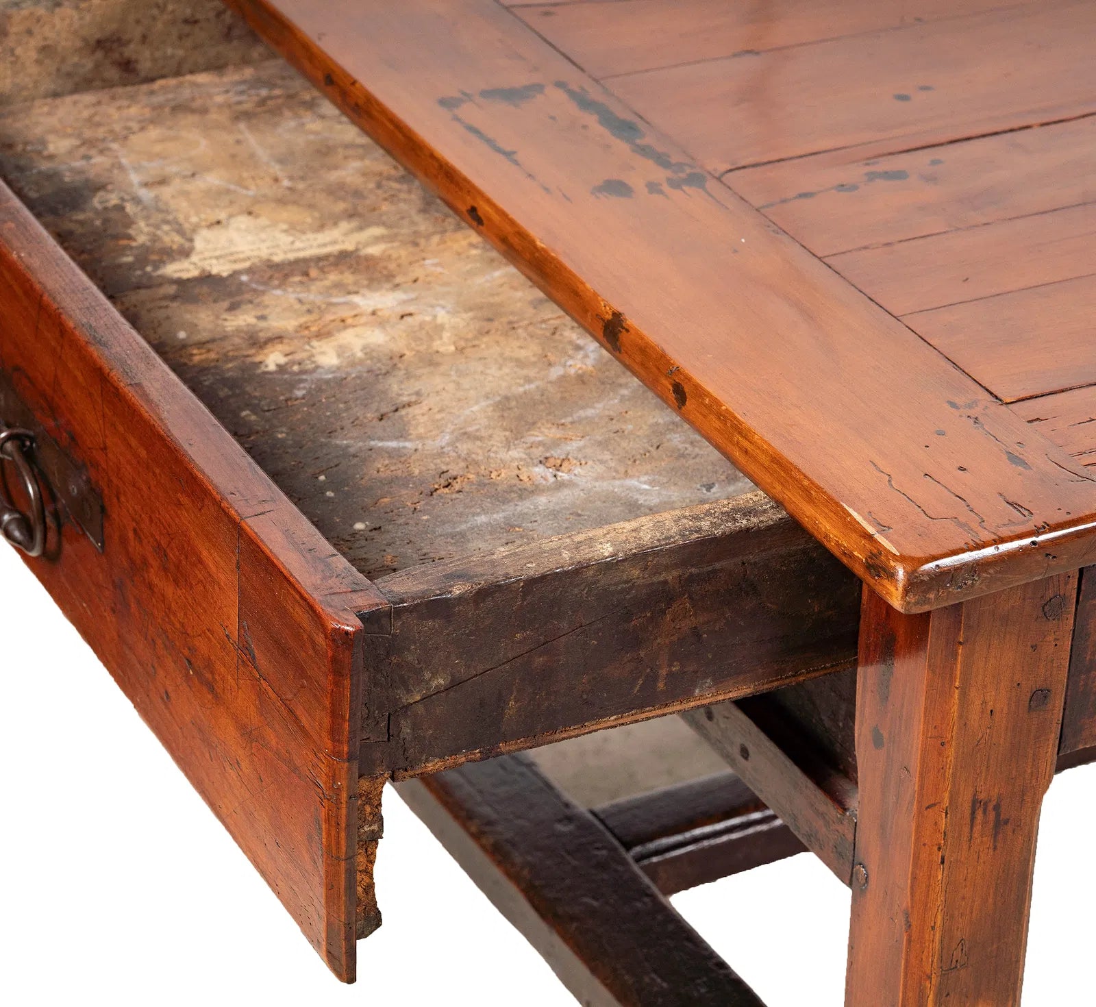 AF1-336: Antique 18th Century French Provincial Fruitwood Work Table Modified to Coffee Table