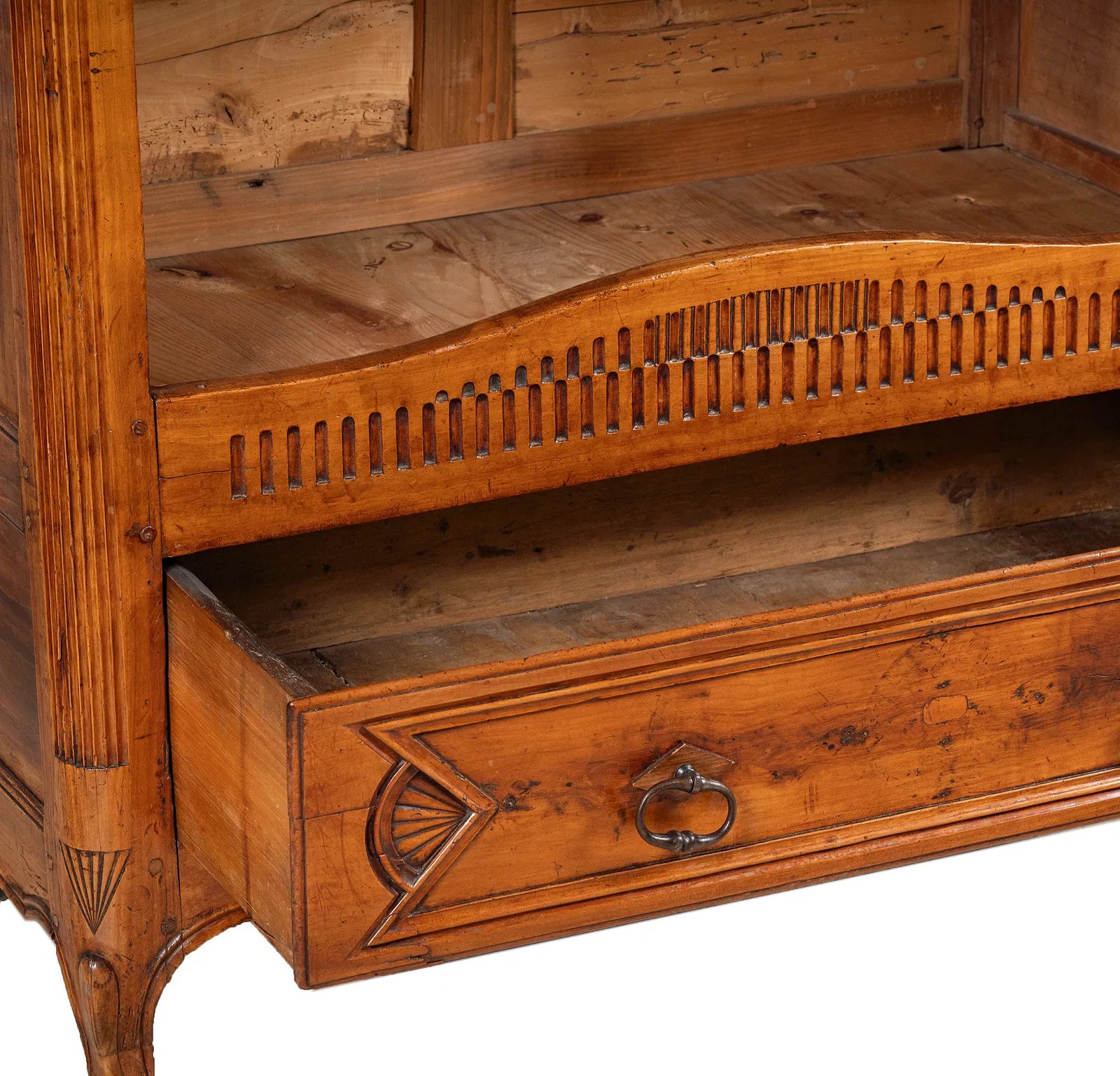 AF3-049: Antique Late 18th Century Single Door French Provincial Fruitwood Bonnetiere