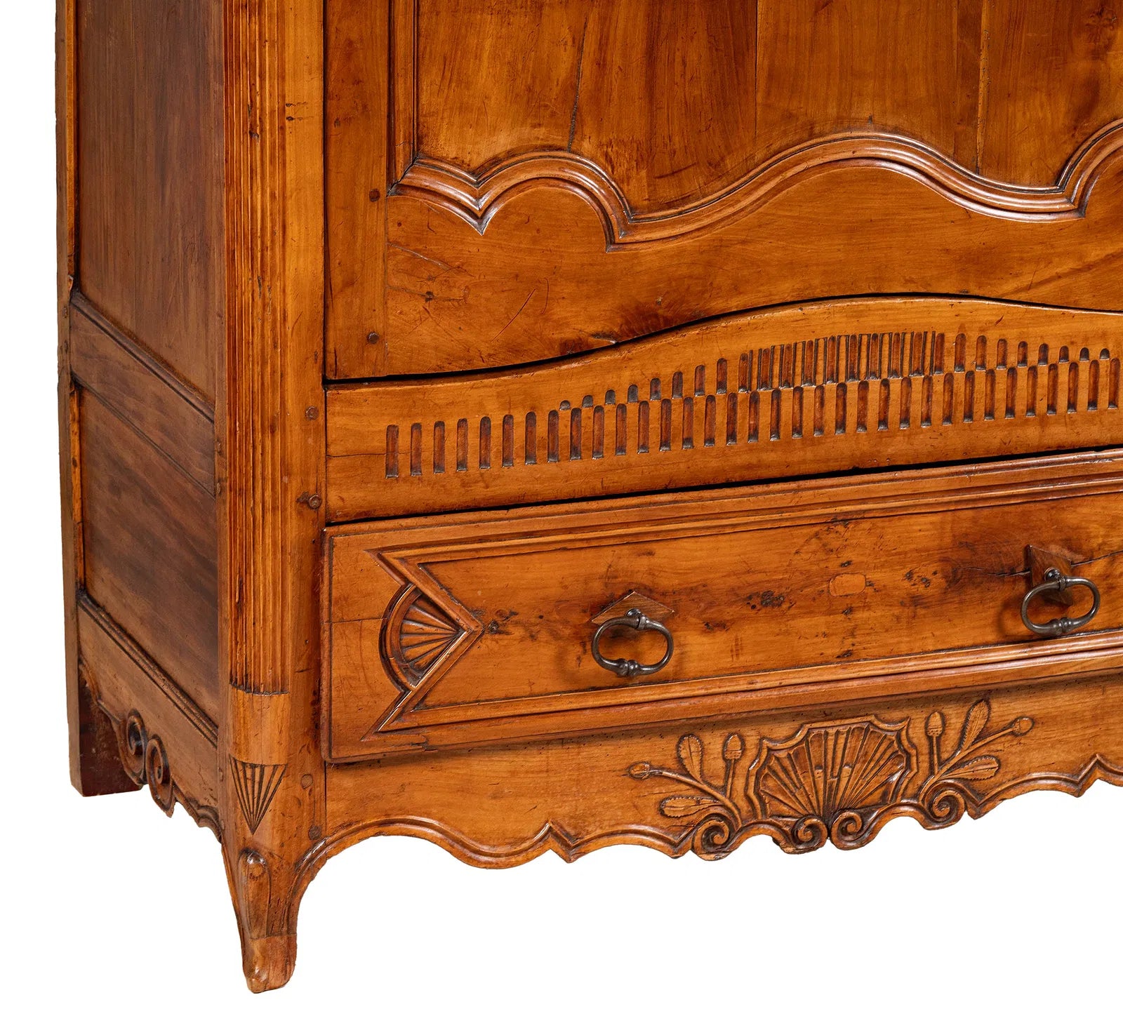 AF3-049: Antique Late 18th Century Single Door French Provincial Fruitwood Bonnetiere