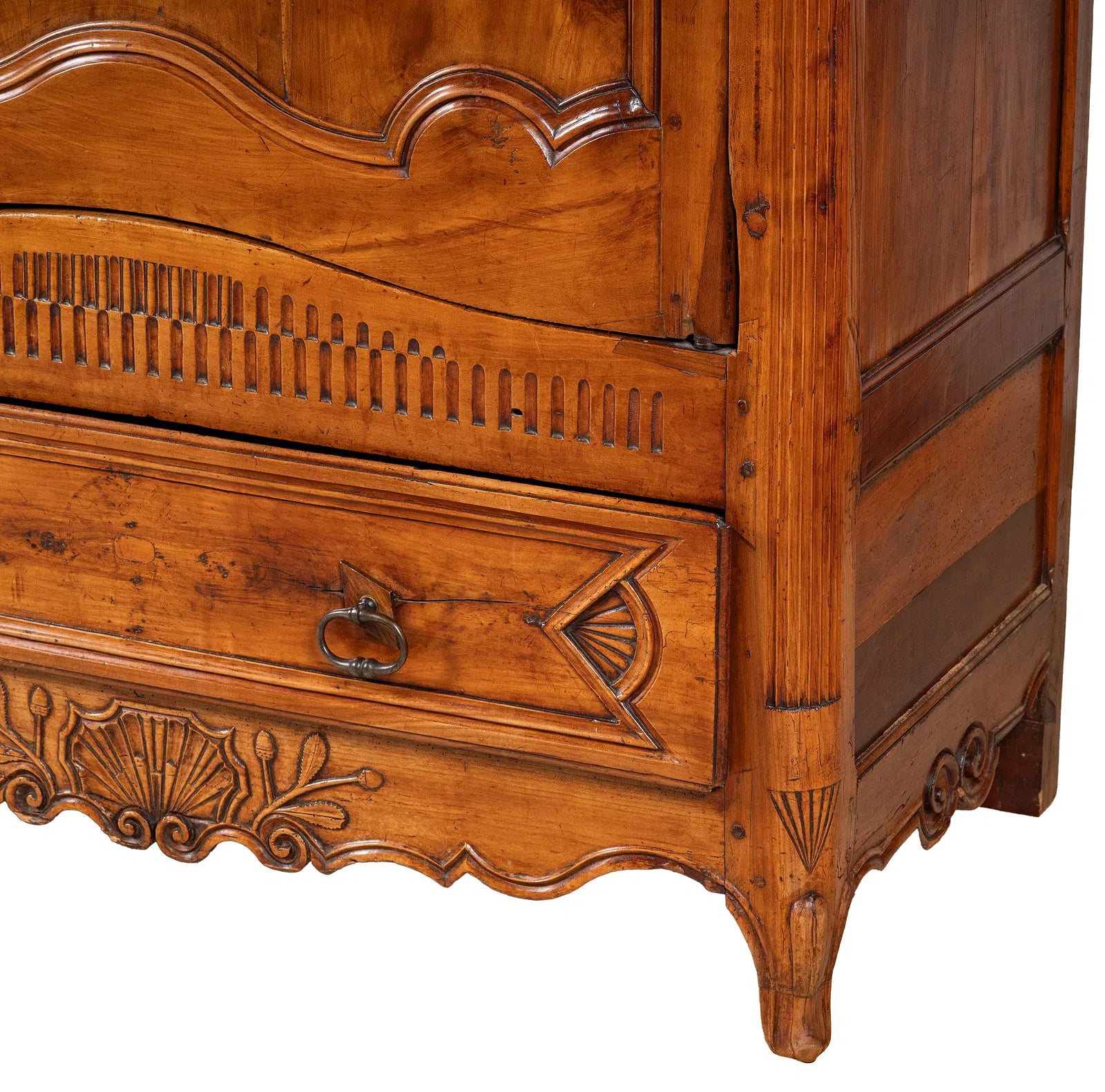 AF3-049: Antique Late 18th Century Single Door French Provincial Fruitwood Bonnetiere