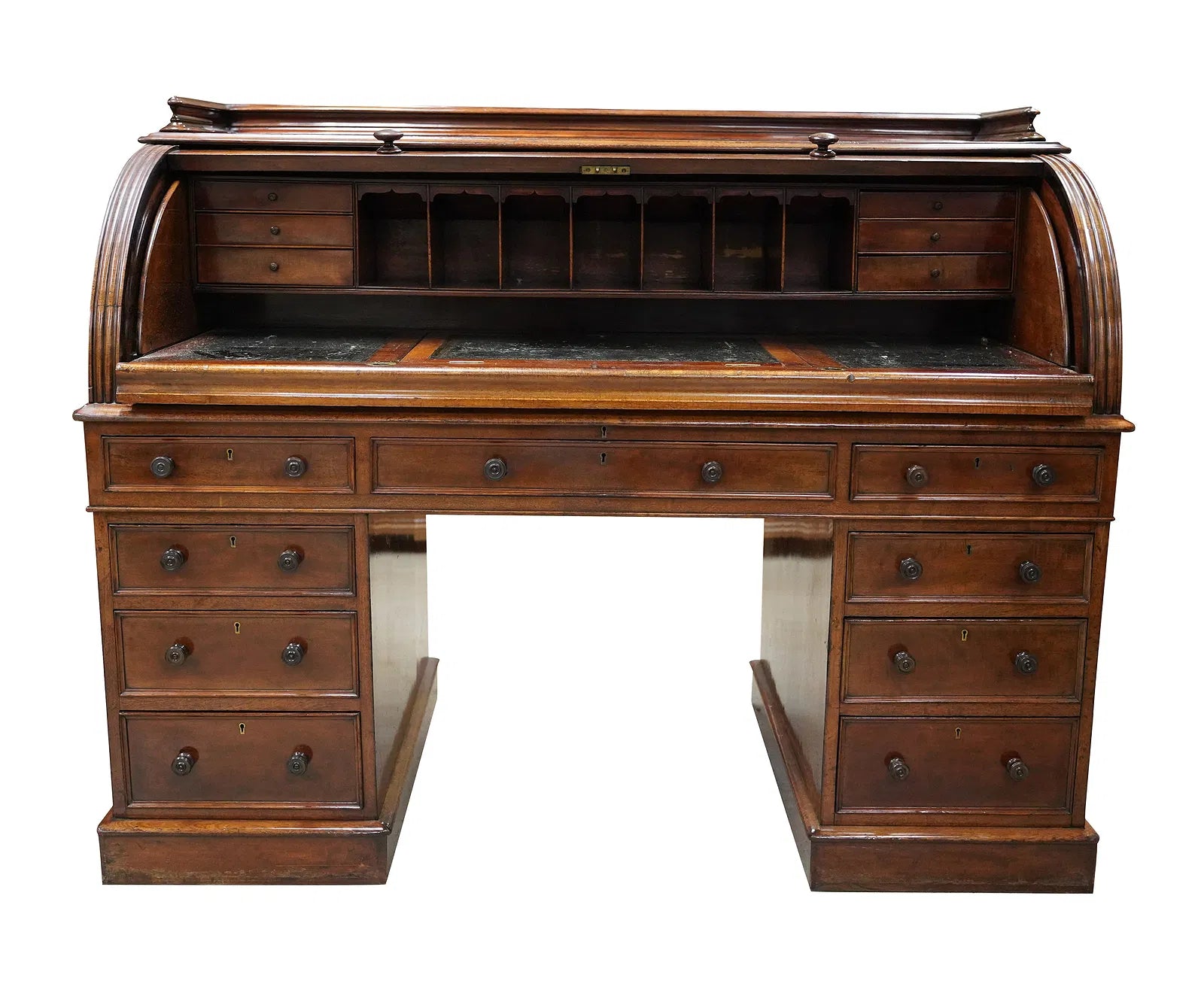 Antique English Mahogany Early Victorian Roll Top Desk By James Winter & Son | Work of Man