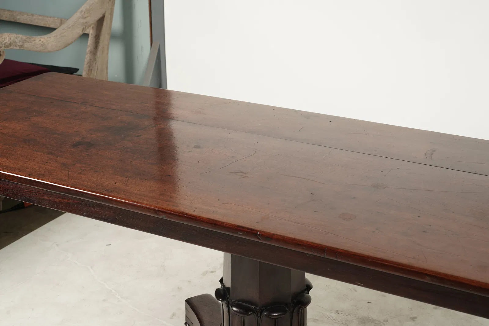 AF1-337: Antique English Regency Mahogany Pedestal Library Table Early 19th Century