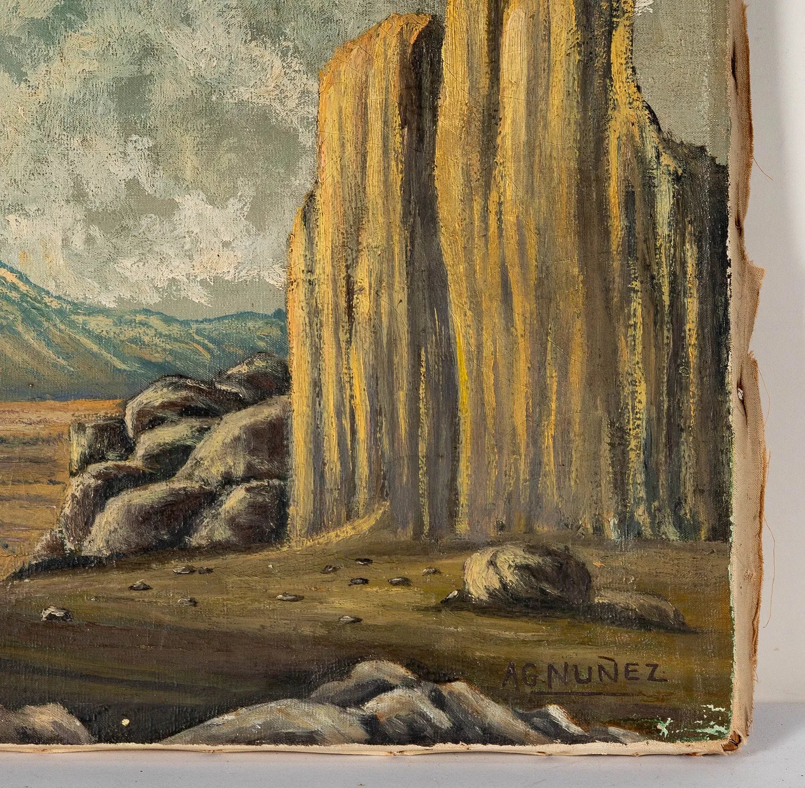 AW206: Armando Garcia Nunez Desert Valley Landscape Oil on Canvas Painting