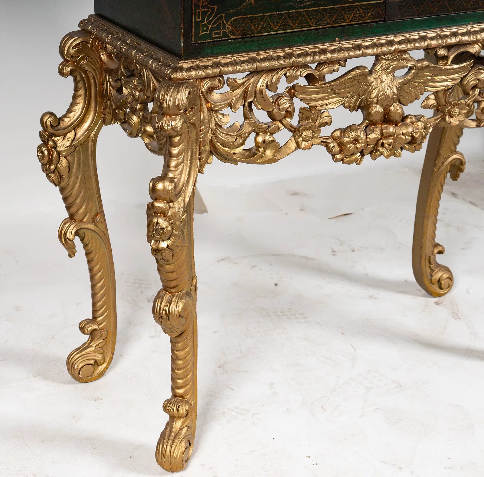 AF3-044: Antique Chinoiserie Cabinet on Carved Gilt Wood Stand