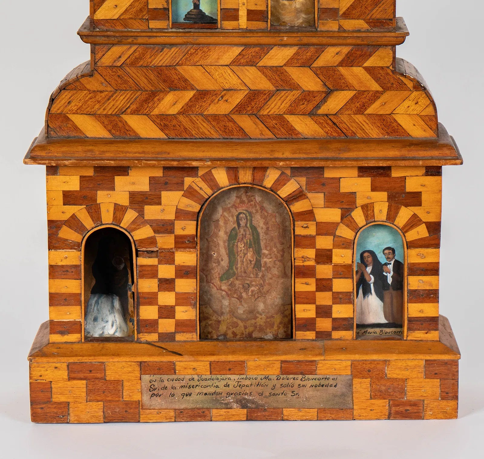 AW244: Antique 19th Century Spanish Colonial Hand Crafted Wooden Retablo