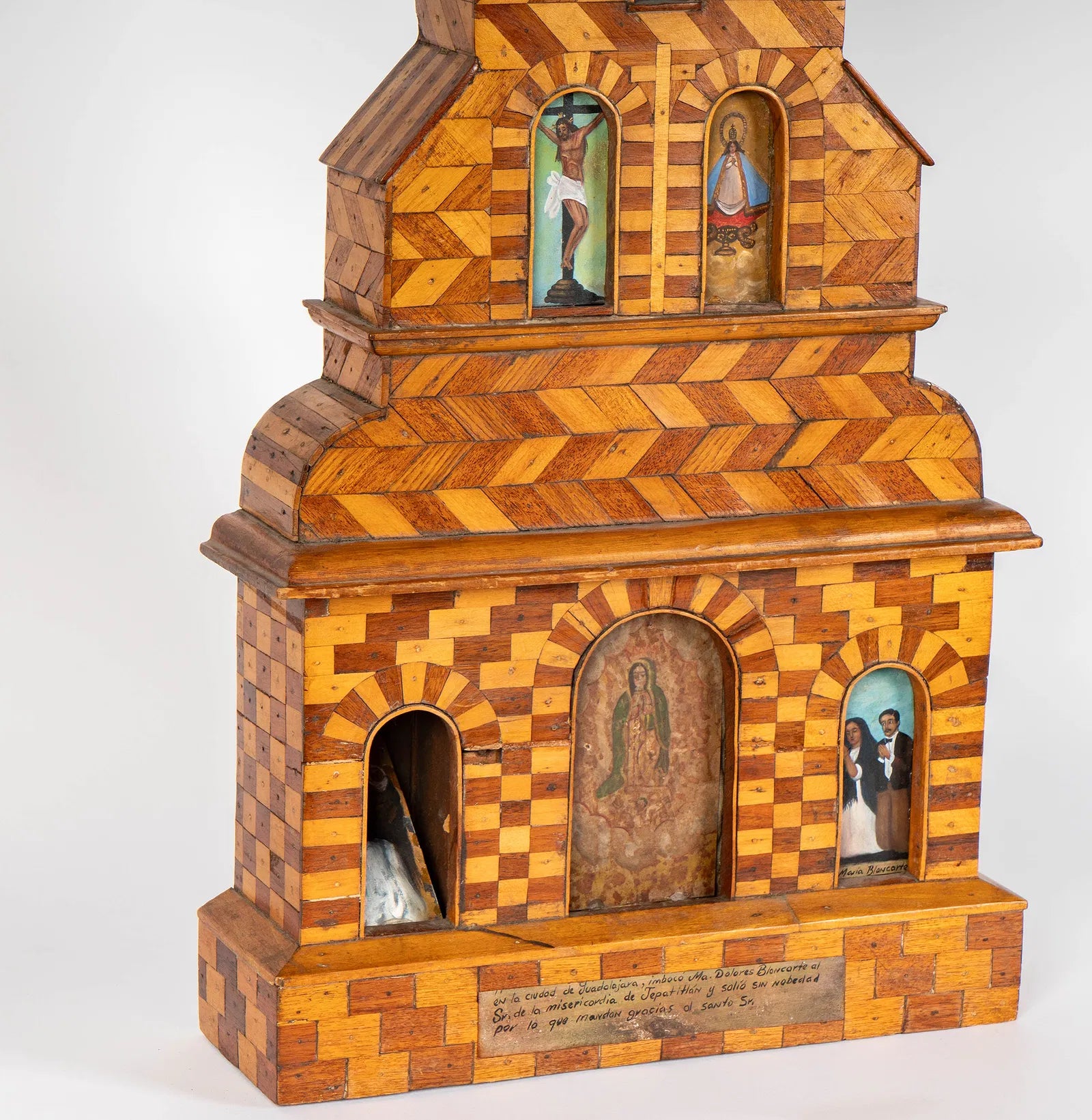 AW244: Antique 19th Century Spanish Colonial Hand Crafted Wooden Retablo