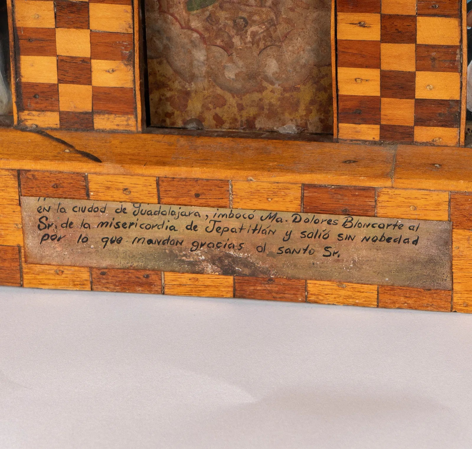AW244: Antique 19th Century Spanish Colonial Hand Crafted Wooden Retablo