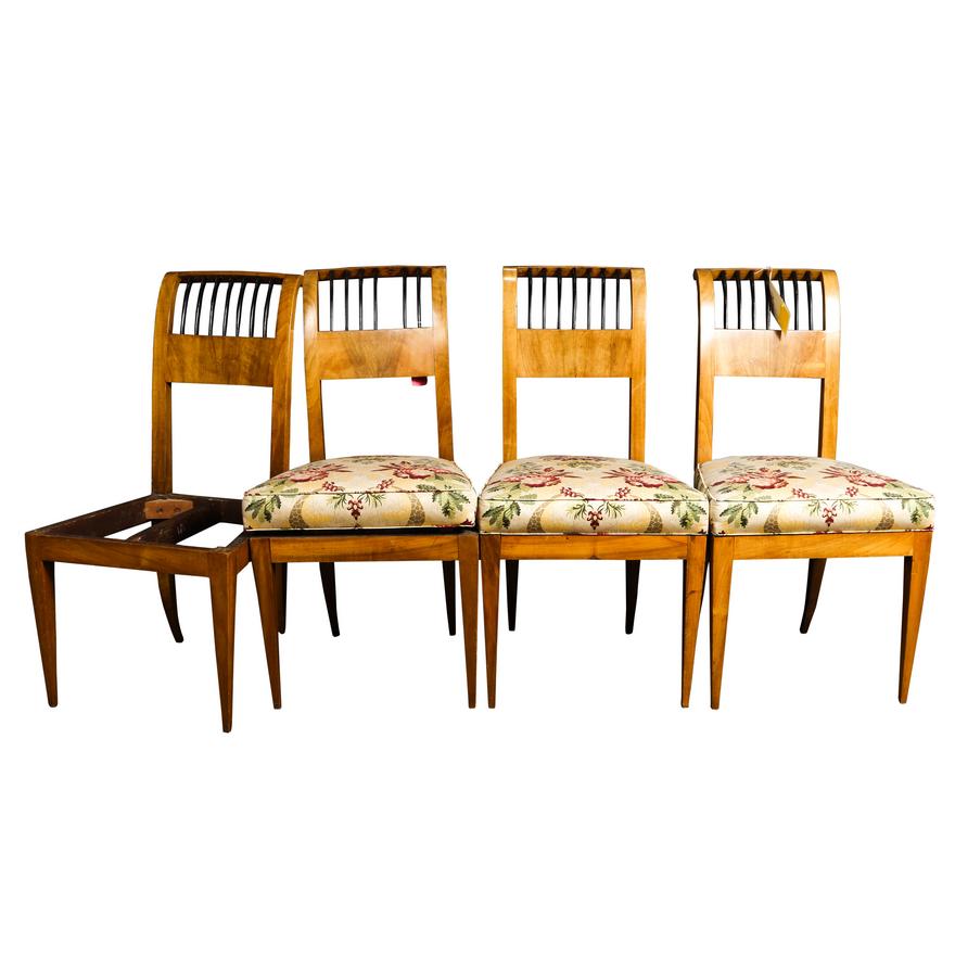 AF2-208: ANTIQUE SET OF 4 EARLY 19TH CENTURY BIEDERMEIER CHAIRS