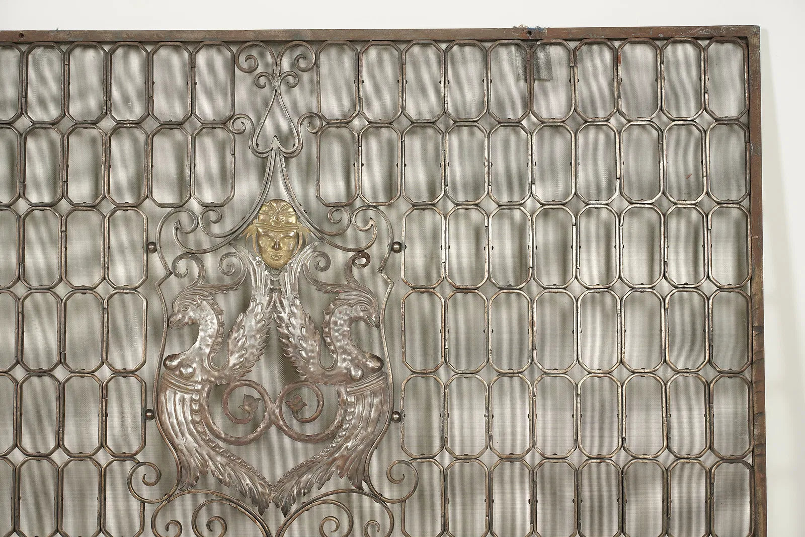 AA3-035: Oscar Bach, Manner of Hand Wrought Iron Silvered Fire Screen