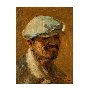 Antique Impressionist Portrait of Man With Cap 19th Century | Work of Man