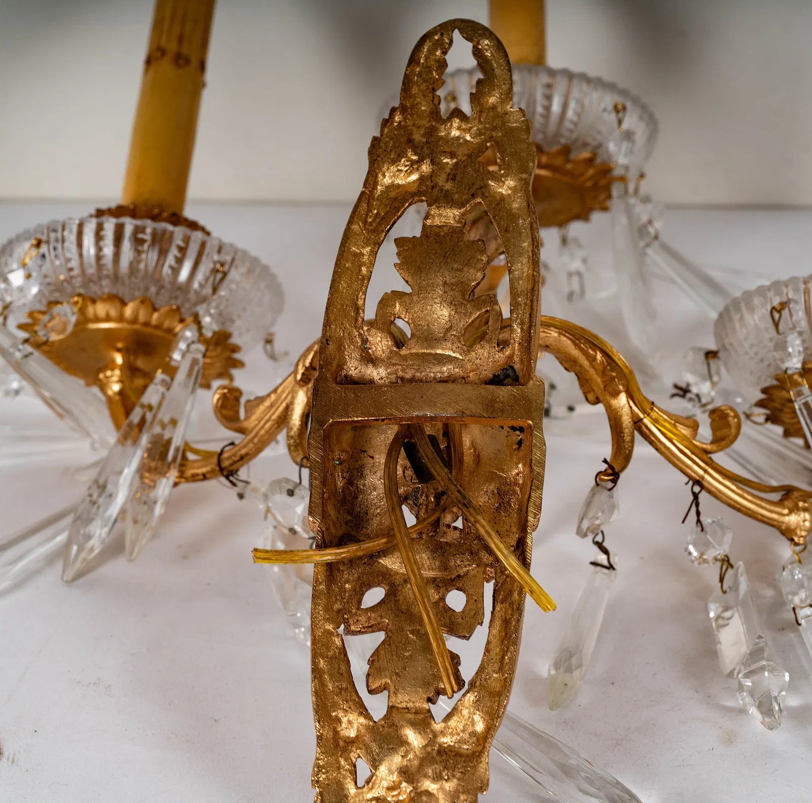 AL3-007: Antique Pair 19th Century Louis XV Gilt Bronze Candle Sconces Electrified