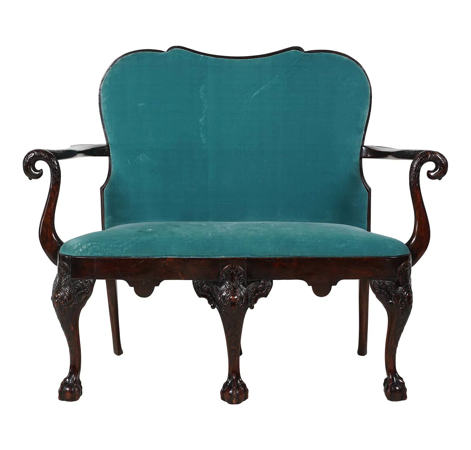 Antique English Georgian Intricately Carved MahoganySettee Late 18th Century Butlers of Dublin | Work of Man