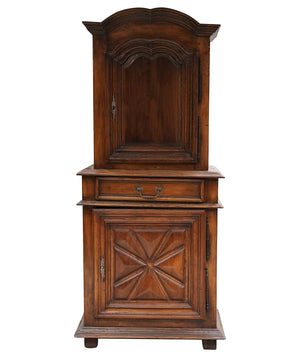AF3-058: Antique French Provincial Walnut Buffet a Deux Corps 18th Century