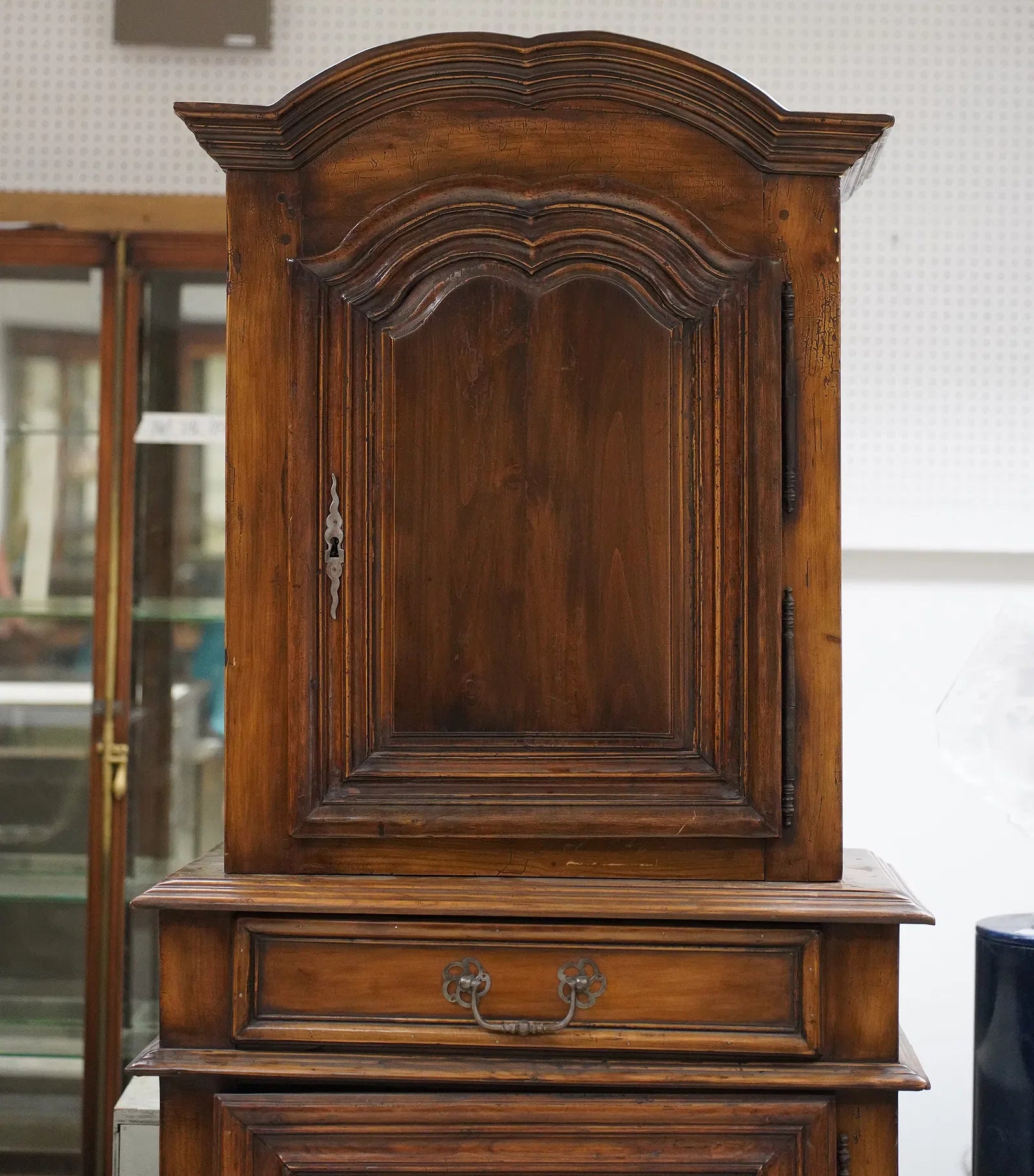 AF3-058: Antique French Provincial Walnut Buffet a Deux Corps 18th Century