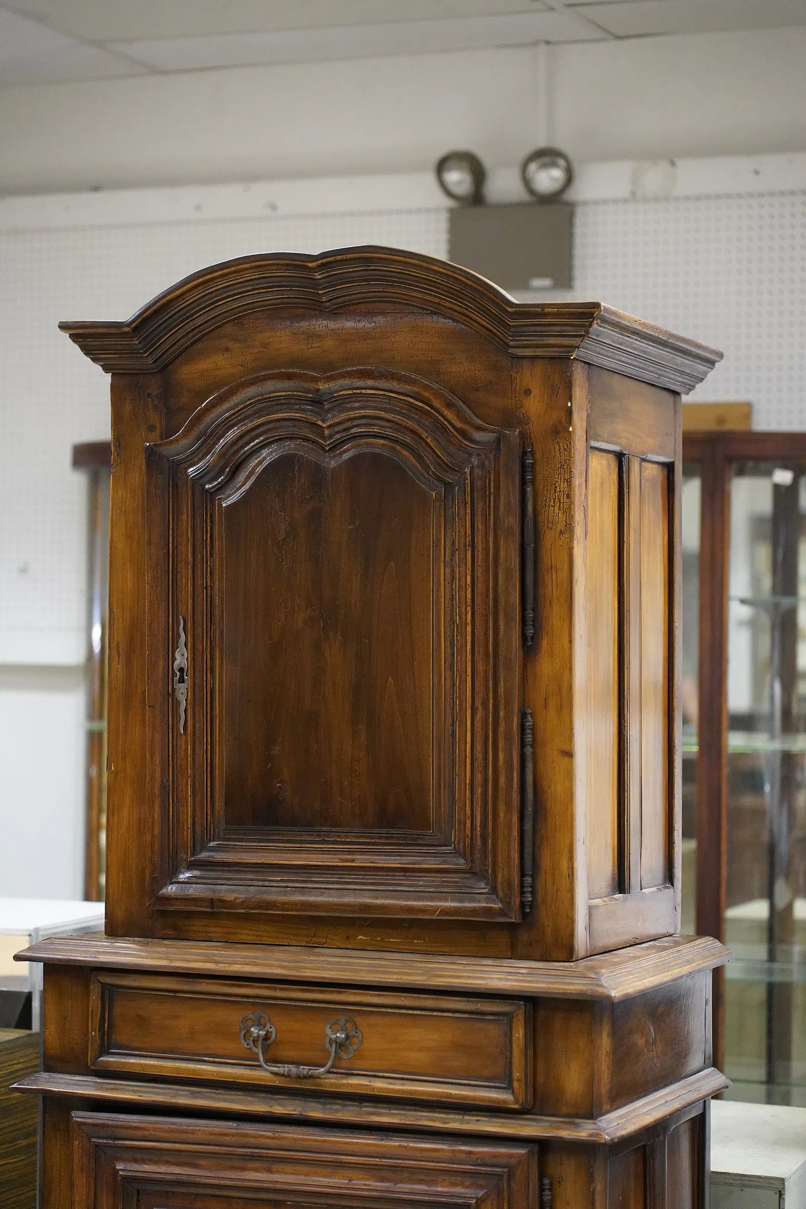 AF3-058: Antique French Provincial Walnut Buffet a Deux Corps 18th Century