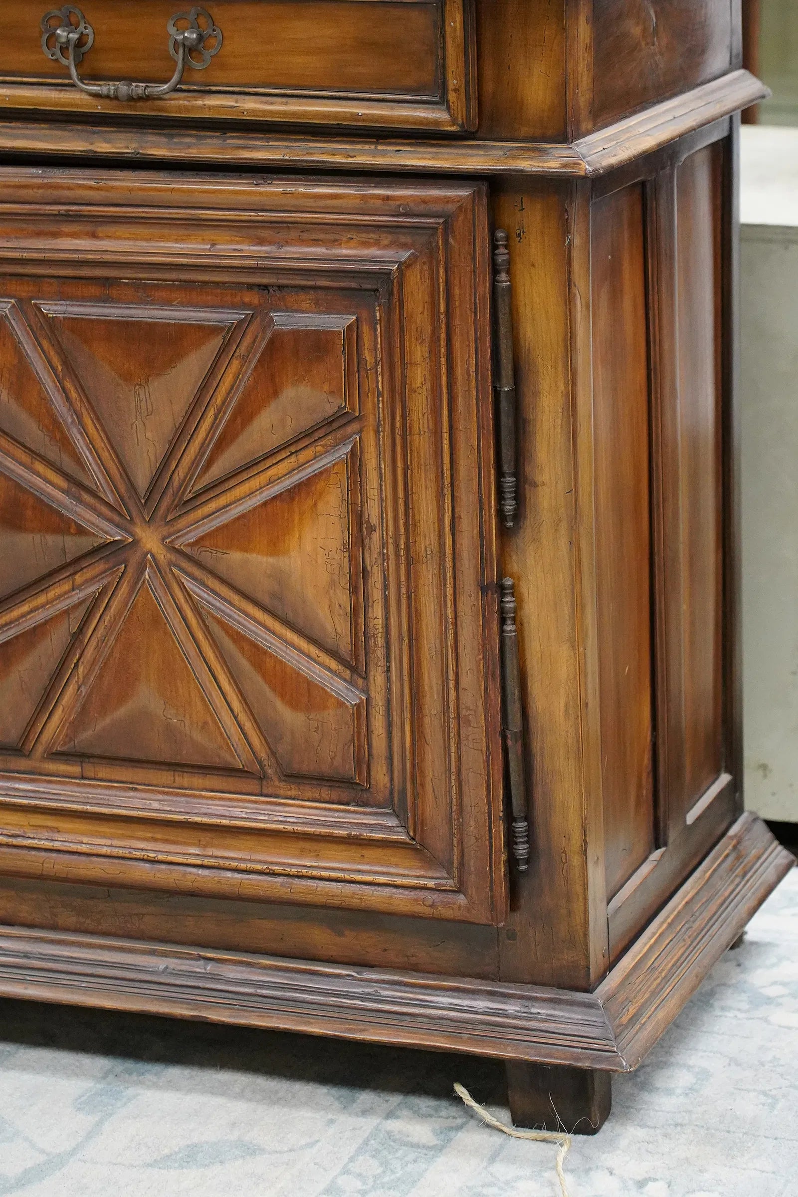AF3-058: Antique French Provincial Walnut Buffet a Deux Corps 18th Century