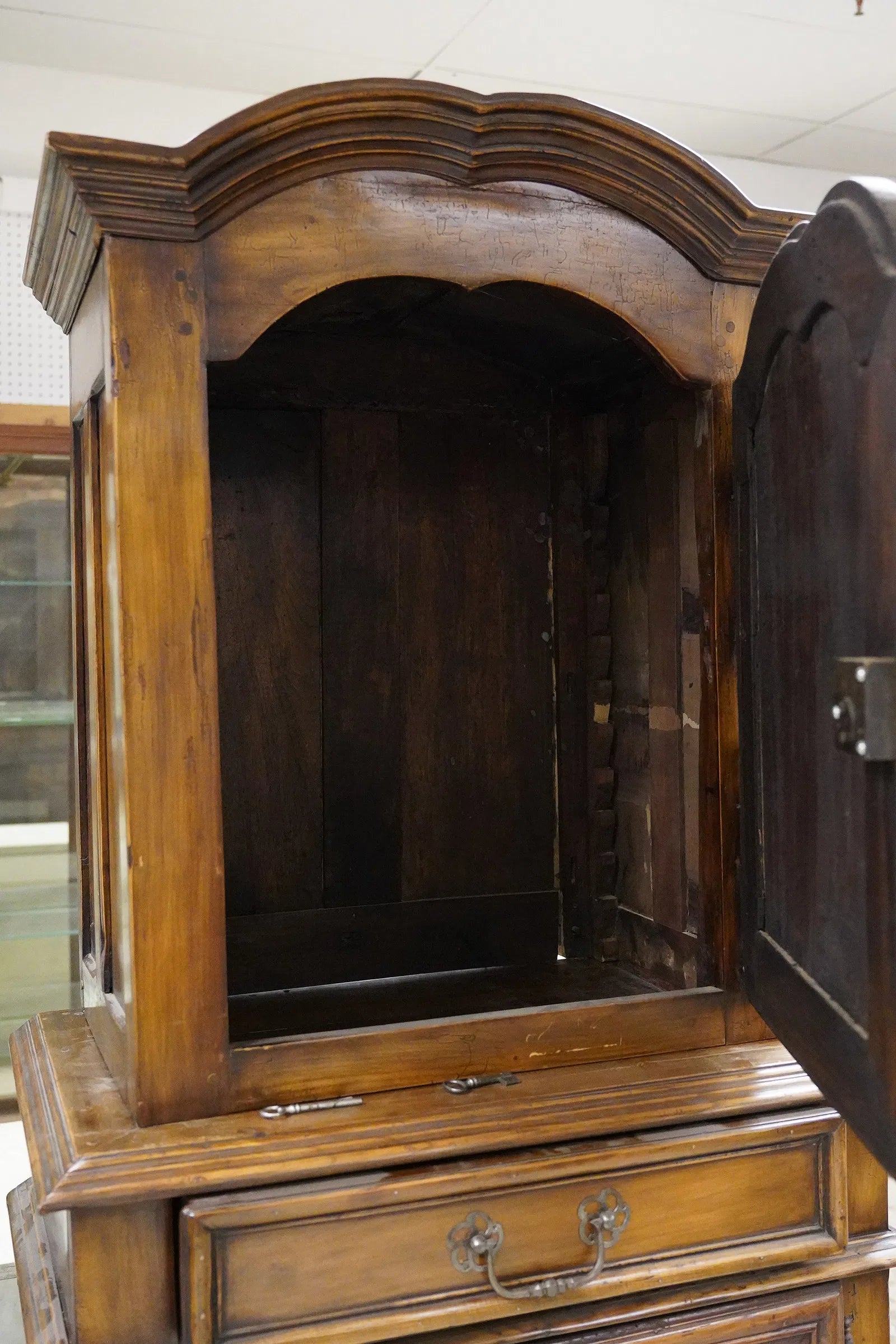 AF3-058: Antique French Provincial Walnut Buffet a Deux Corps 18th Century