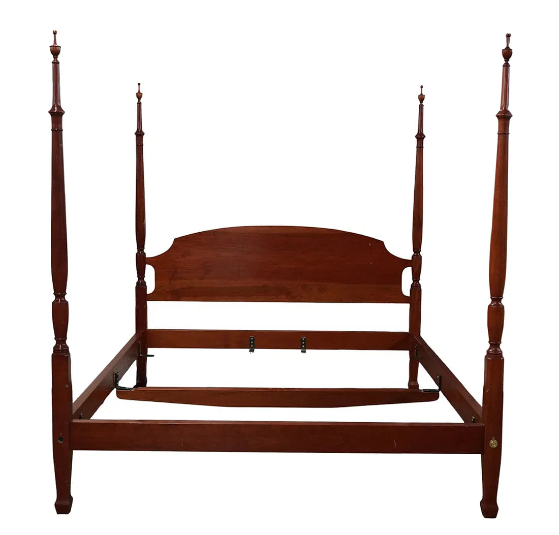 AF6-026: Vintage Cherry Fruit Wood Reid Classics Furniture Four Poster King Bed Late 20th Century