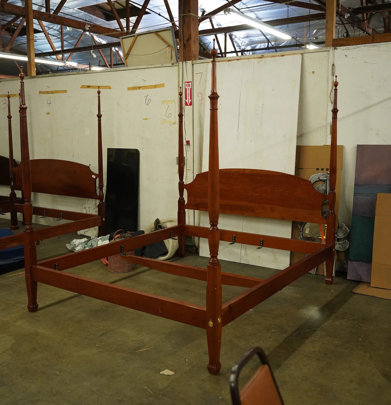 AF6-026: Vintage Cherry Fruit Wood Reid Classics Furniture Four Poster King Bed Late 20th Century