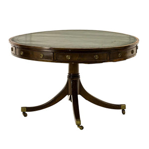 AF1-202: Antique Georgian Mahogany Leather Top Rent Drum Table Early 19th Century