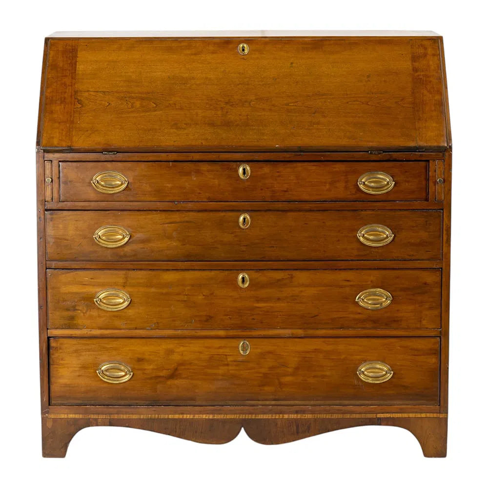 Antique American Federal Fruitwood Slant Front Secretary Desk | Work of Man
