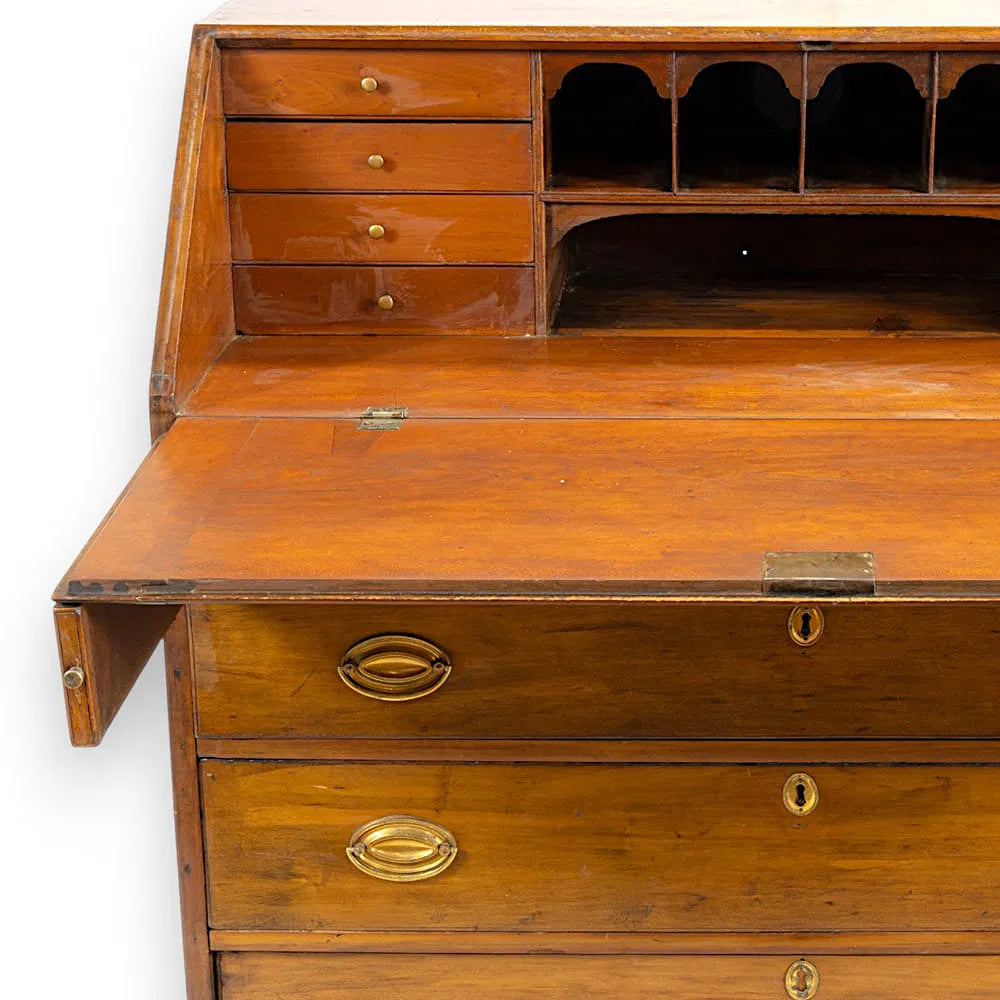 AF5-061:  Antique American Federal Fruitwood Slant Front Secretary Desk Late 18th Century
