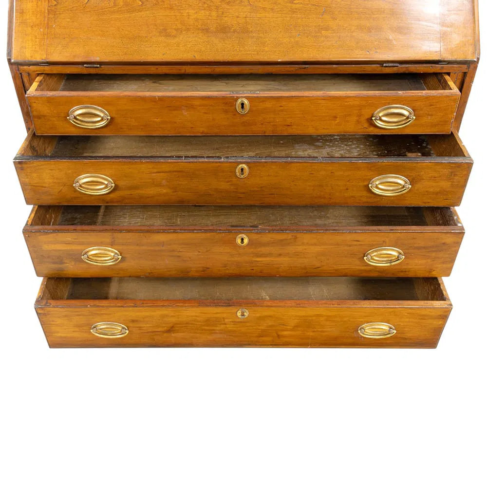 AF5-061:  Antique American Federal Fruitwood Slant Front Secretary Desk Late 18th Century