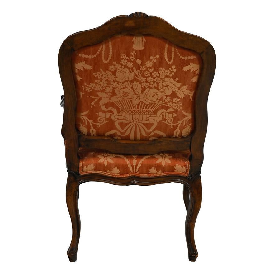 AF2-248: ANTIQUE LATE 19TH CENTURY LOUIS XV STYLE CARVED WALNUT BERGERE