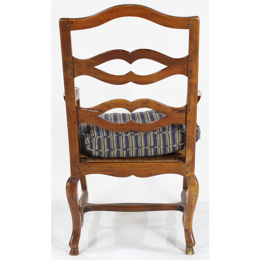AF2-153: Vintage French Provincial Fruitwood Armchair With Rush Seat Late 20th Century
