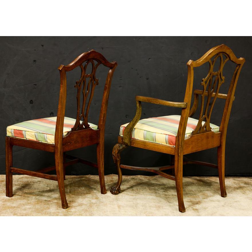 AF2-194: ANTIQUE SET OF 6 EARLY 20TH CENTURY CHIPPENDALE STYLE DINING CHAIRS