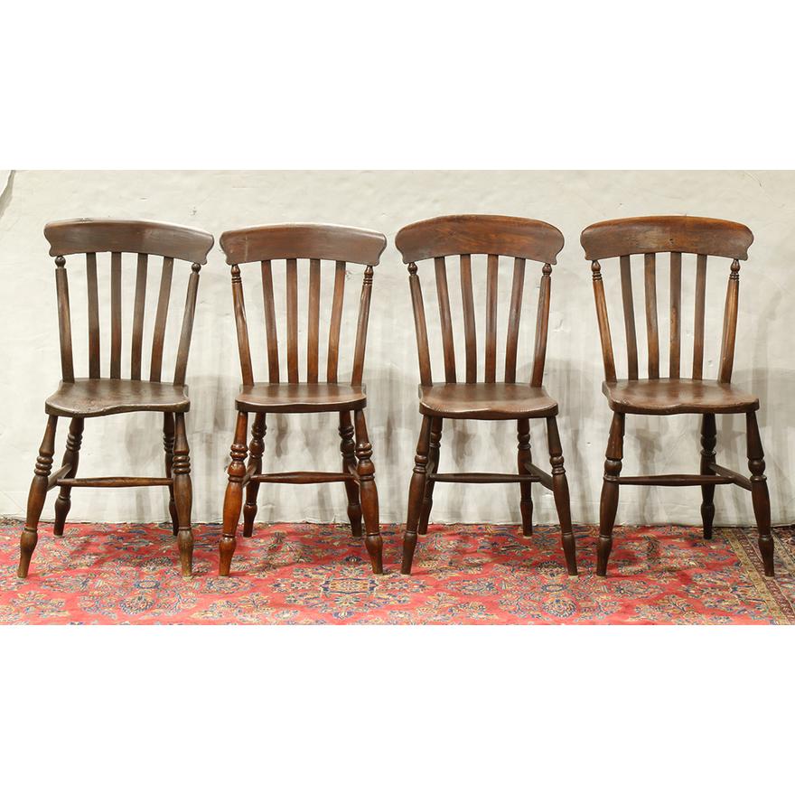AF2-135: Antique Assembled Set of 4 American Splat Back Windsor Chairs Circa 1750
