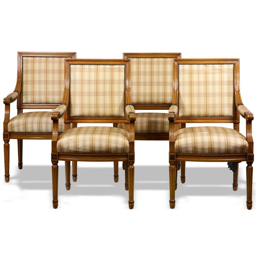 AF2-216: VINTAGE SET OF 4 CONTEMPORARY LOUIS XVI STYLE FAUTEUILS