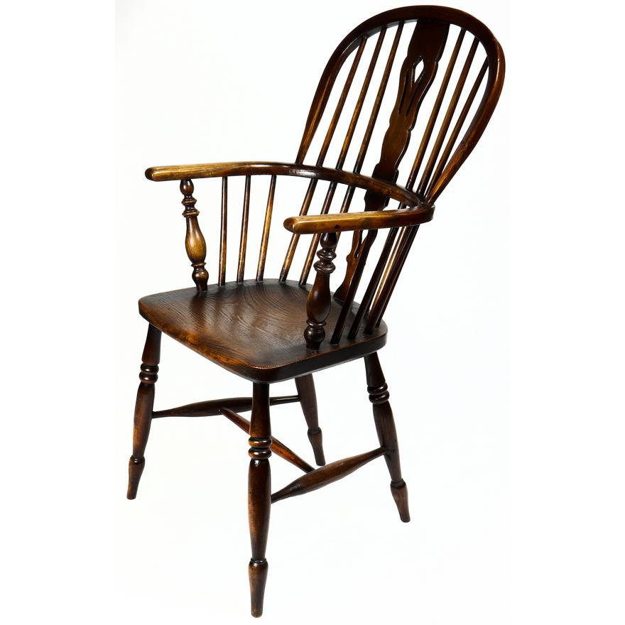 AF2-203: Antique Mid 19th Century American Sack Back Windsor Arm Chair
