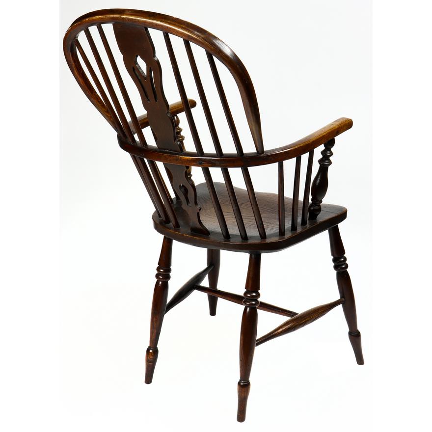 AF2-203: Antique Mid 19th Century American Sack Back Windsor Arm Chair