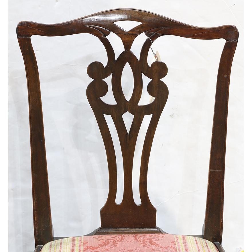 AF2-114: Antique Assembled Set of 5 Early 19th Century English Chippendale Style Side Chairs