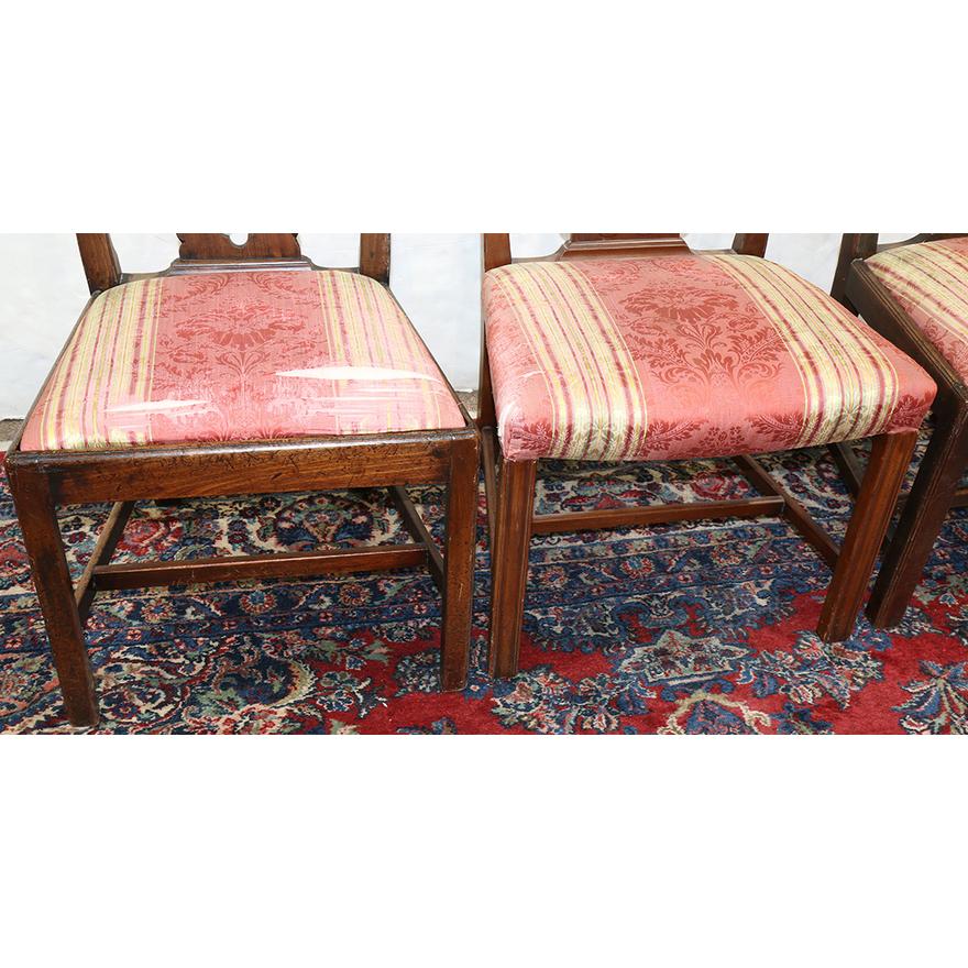 AF2-114: Antique Assembled Set of 5 Early 19th Century English Chippendale Style Side Chairs