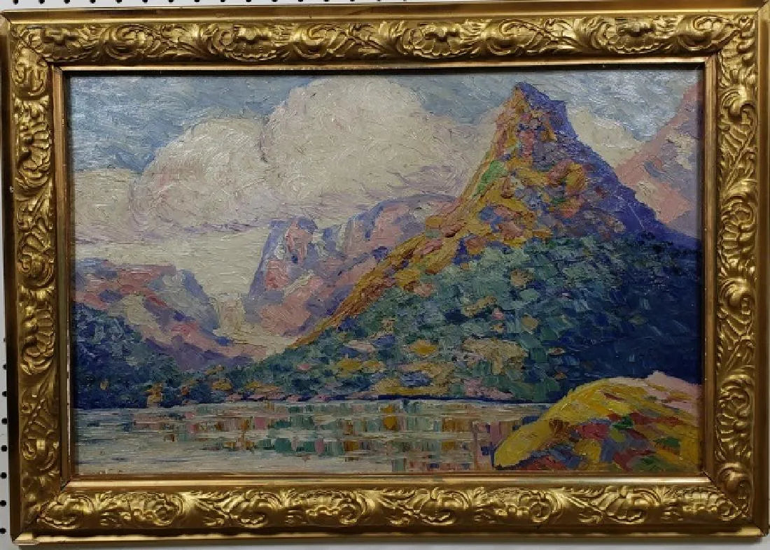 AW582 - Birger Sandzen, In The Style Of - Lakeside Landscape - Early 20th C - Oil on Board