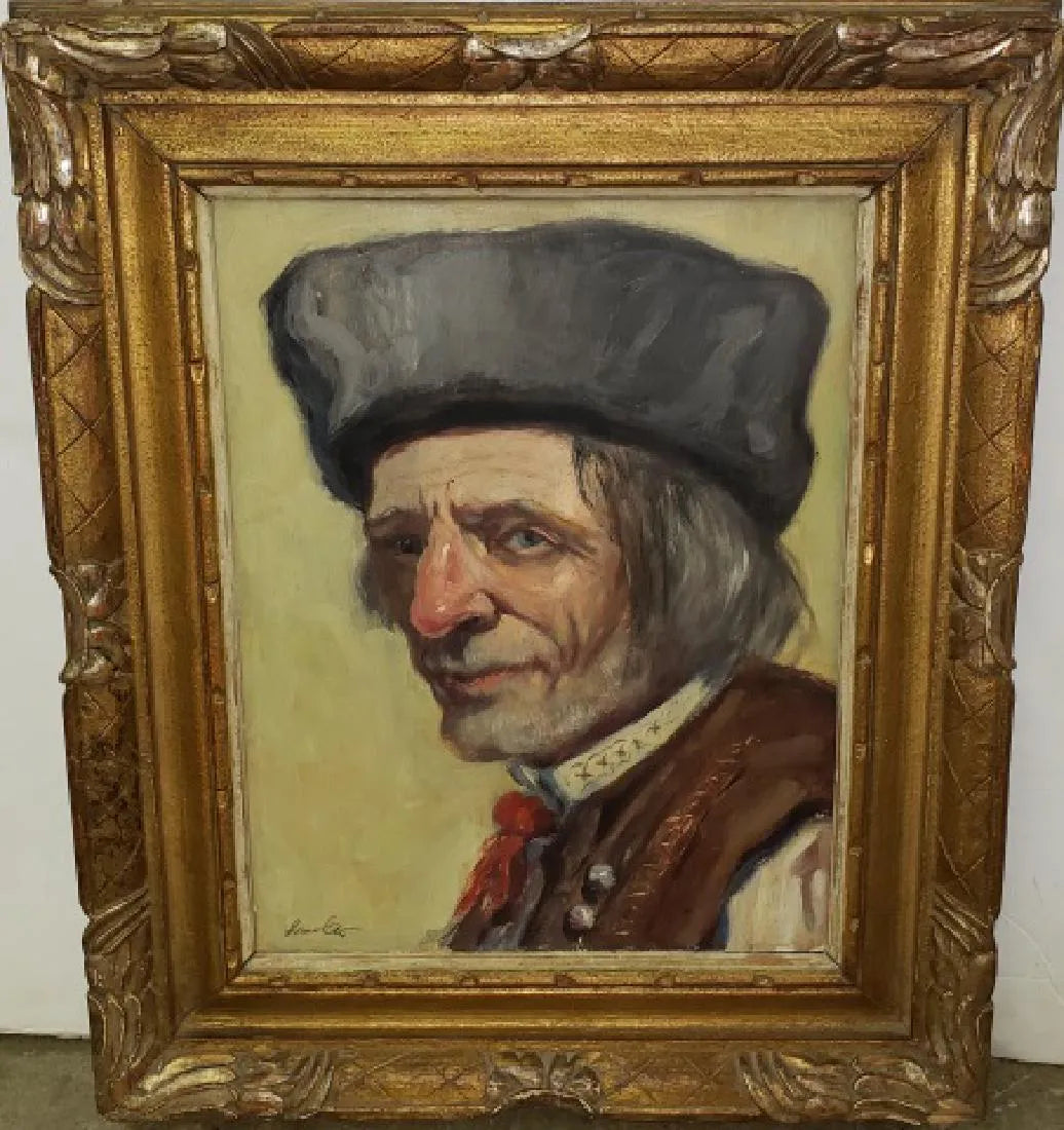 AW576 - European School - Expressionist Portrait of a Man - Early 20th C - Oil on Masonite